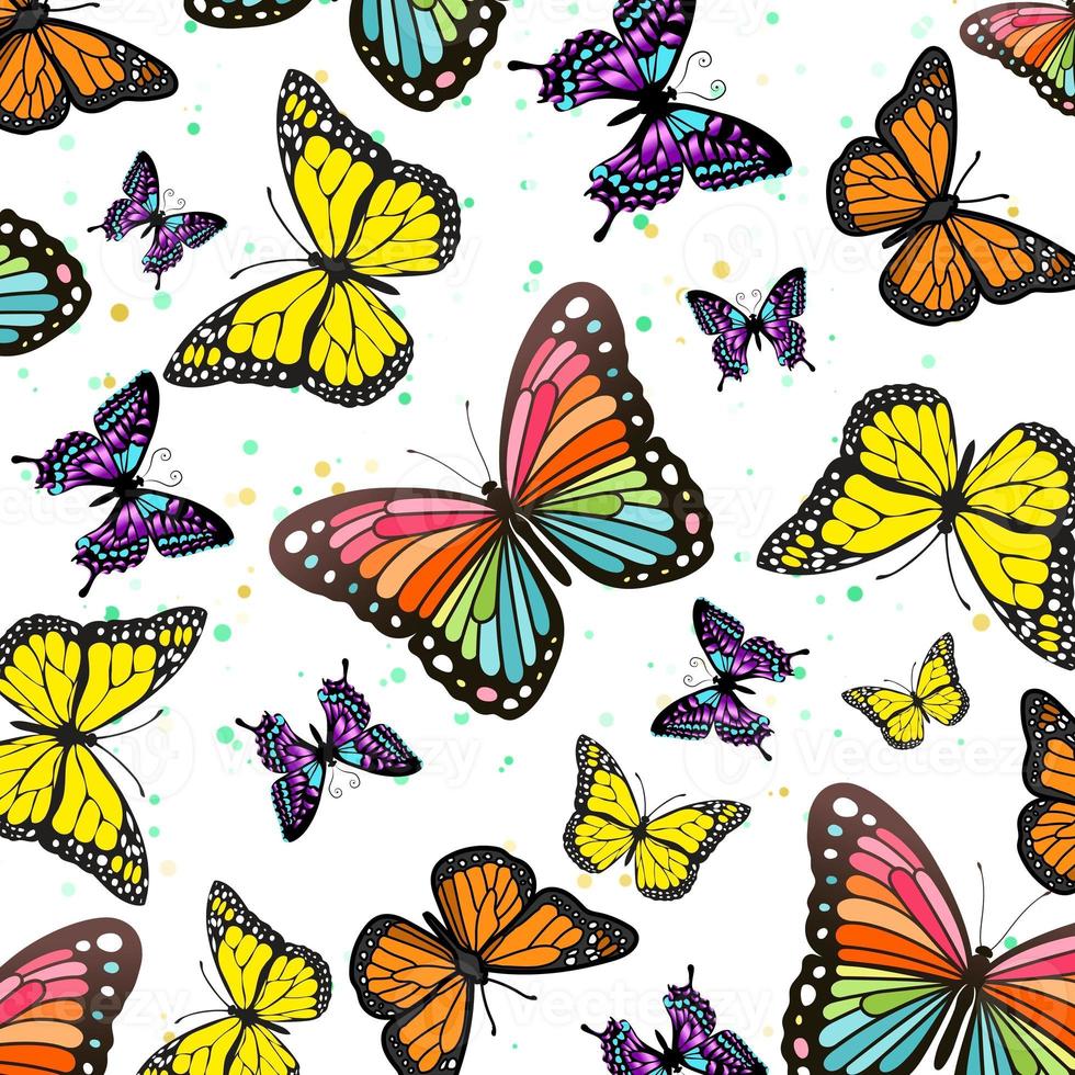 patrones sin fisuras con mariposas de colores foto