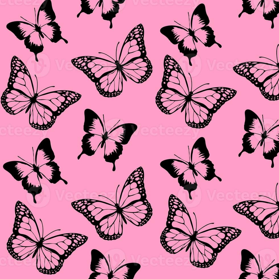 seamless pattern with colorful butterflies photo