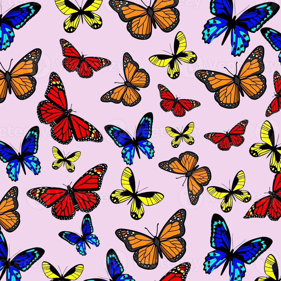 seamless pattern with colorful butterflies photo