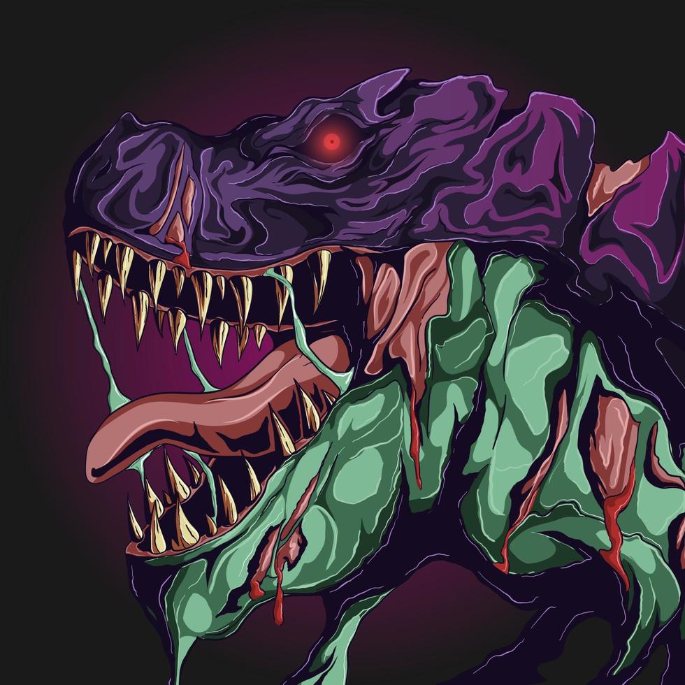 Ilustración de vector de cabeza de tiranosaurio zombie