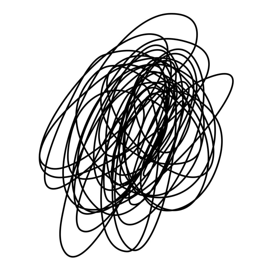 Chaotically tangled line. Unravels chaos and mess difficult situation. Psychotherapy concept of solving problems is easy. One continuous line drawing. Hand drawn vector illustrations isolated