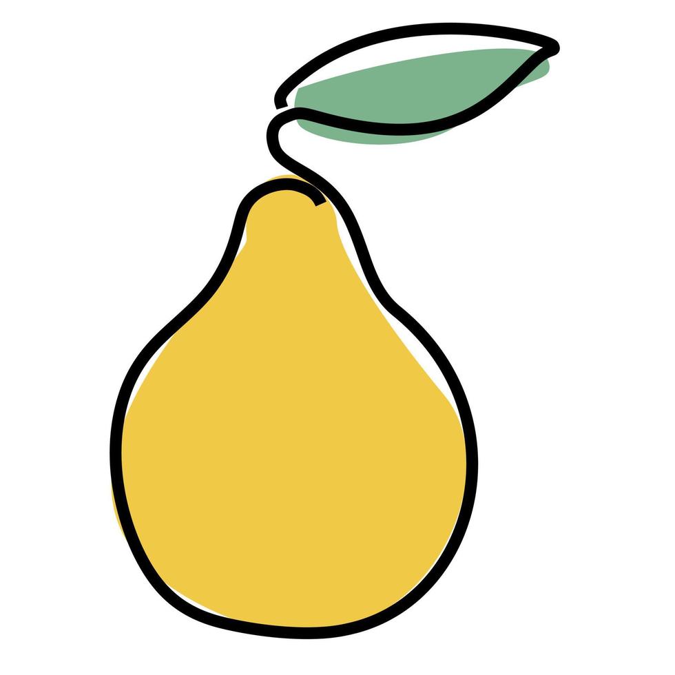 Simple color continuous one line drawing of an pear fruit. Hand drawn style design for agriculture and healty life concept - Vector illustration