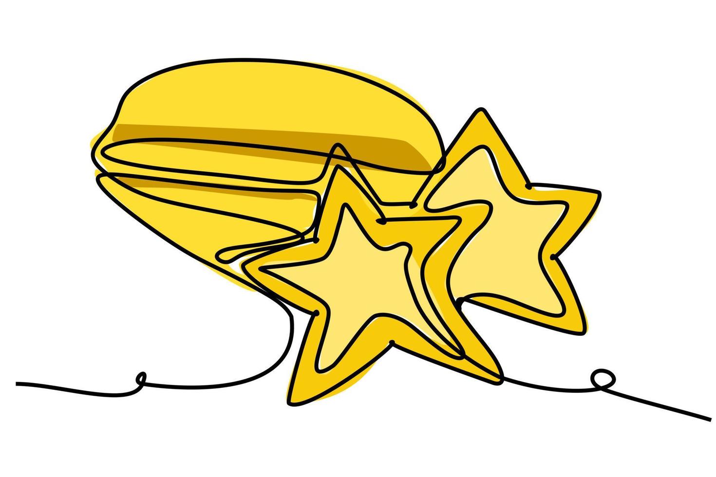 simple flat color continuous one line drawing of an star fruit. Vector illustration for natural and healty living design concept