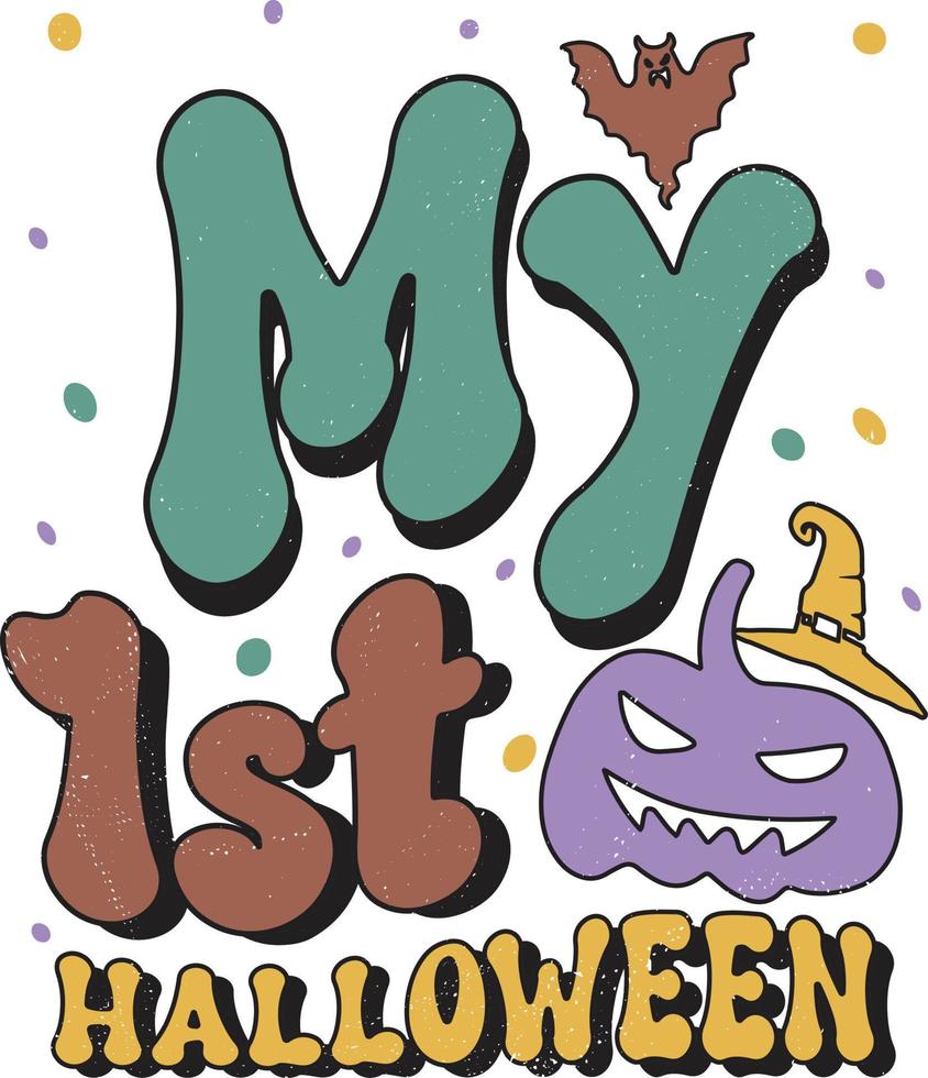 Halloween Typography T-shirt design, Vintage t-shirt design, groovy t-shirt design vector