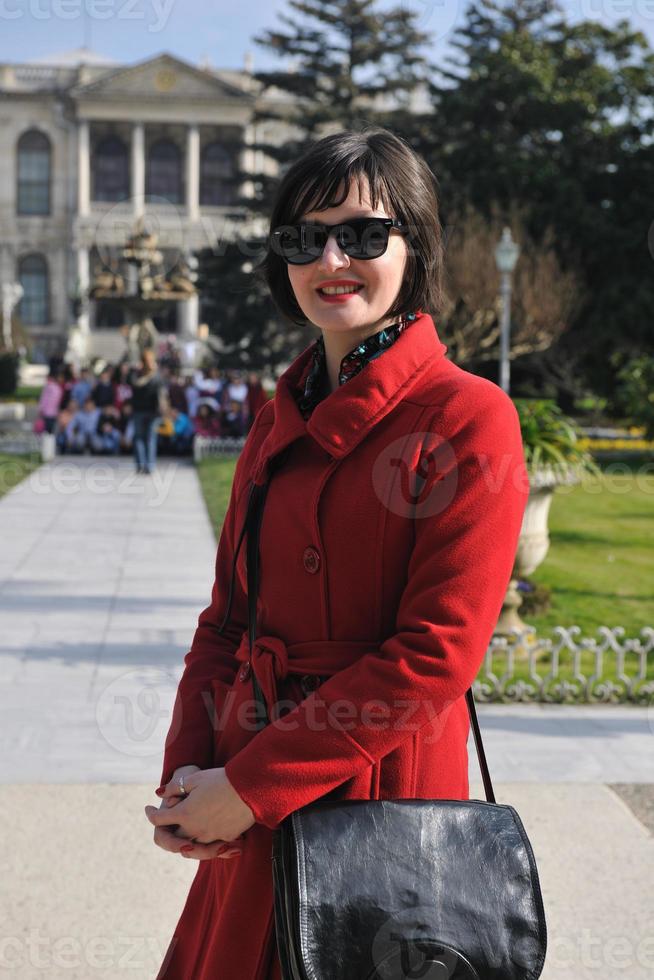 woman visit ancient istambul in turkey photo