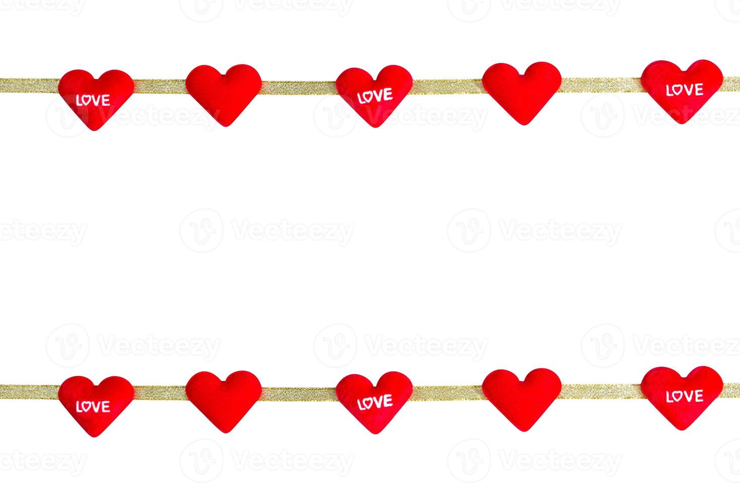 red heart-shaped with ribbon isolated on white background,clipping path photo