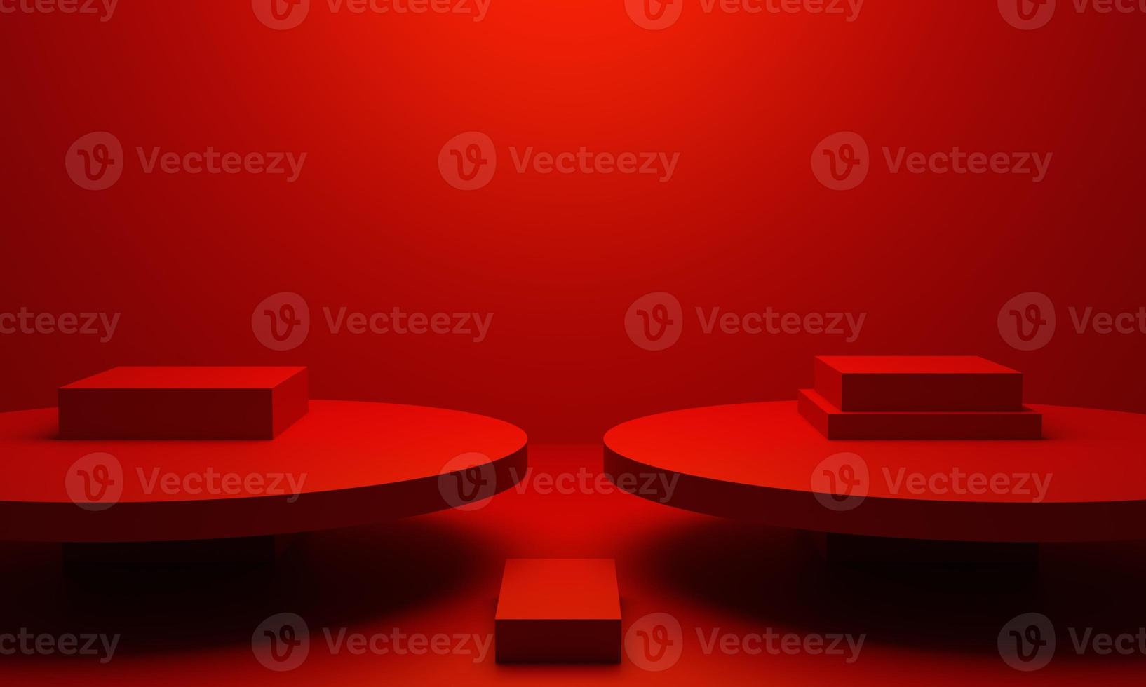 3d rendering of red abstract geometric background. Scene for advertising, technology, showcase, banner, cosmetic, fashion, business, sport, metaverse. Sci-Fi Illustration. Product display photo