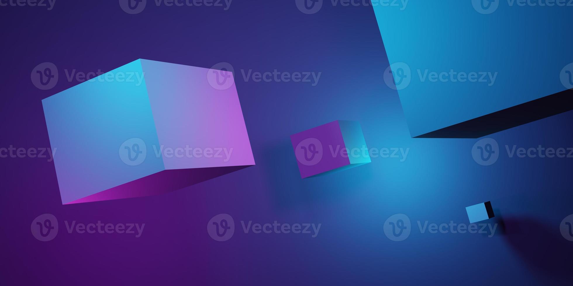 3d rendering of purple and blue abstract geometric background. Scene for advertising, technology, showcase, banner, cosmetic, fashion, business, metaverse. Sci-Fi Illustration. Product display photo