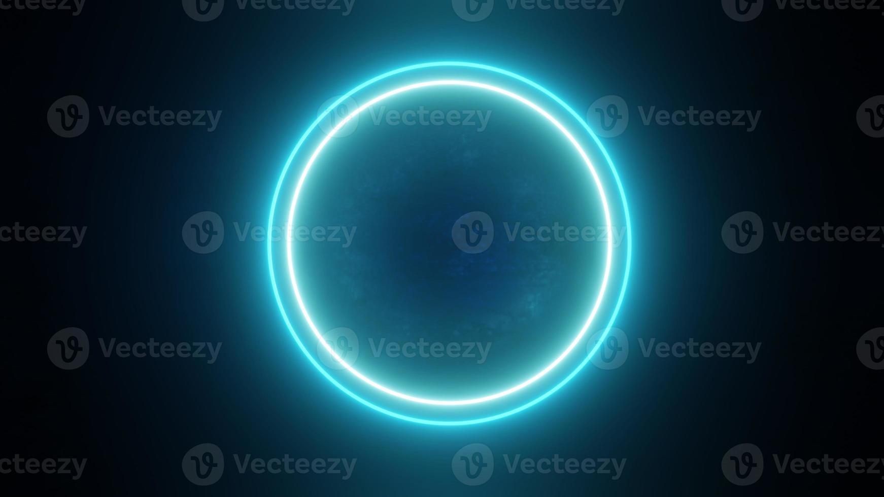 3d rendering of blue circle neon glowing abstract light background. Scene for advertising, showroom, banner, technology, game, modern, sport, business, metaverse. Sci Fi Illustration. Product display photo