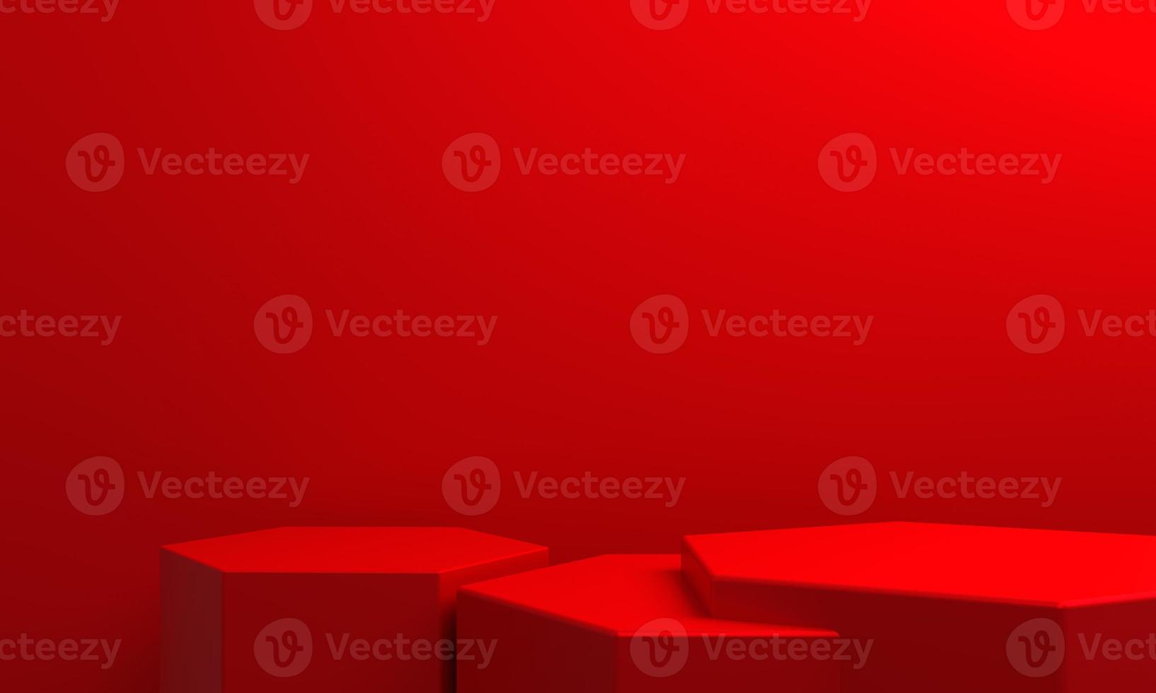 3d rendering of red abstract geometric background. Scene for advertising, technology, showcase, banner, cosmetic, fashion, business, sport, metaverse. Sci-Fi Illustration. Product display photo