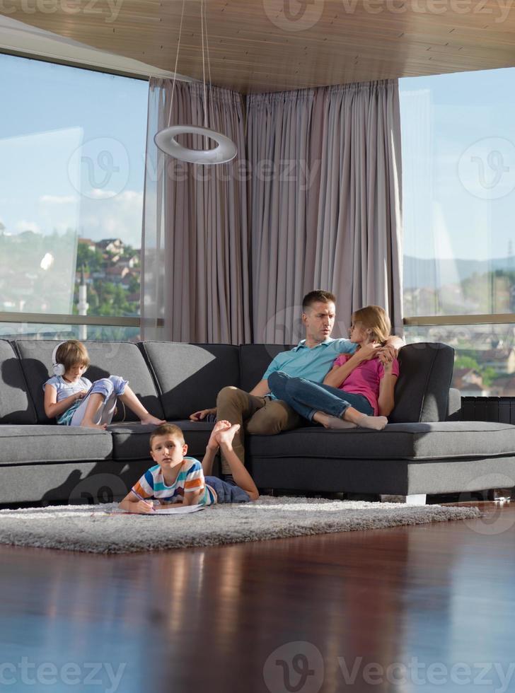 Family in livingroom photo