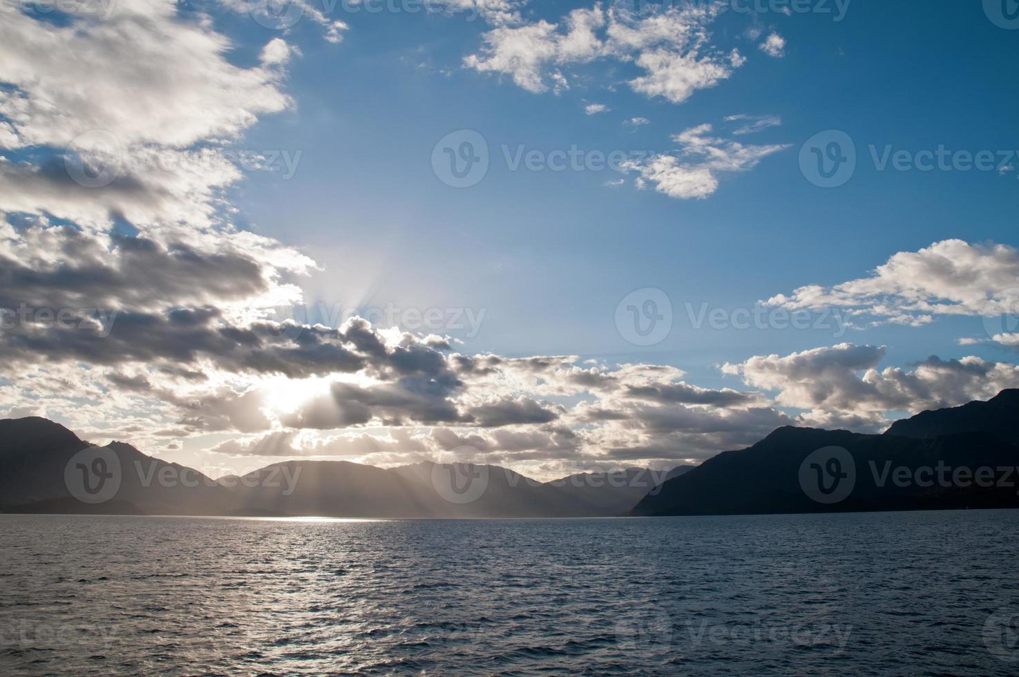 Milford Sound fjord seascape and the hill in New Zealand photo