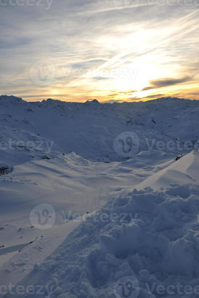 mountain snow sunset photo