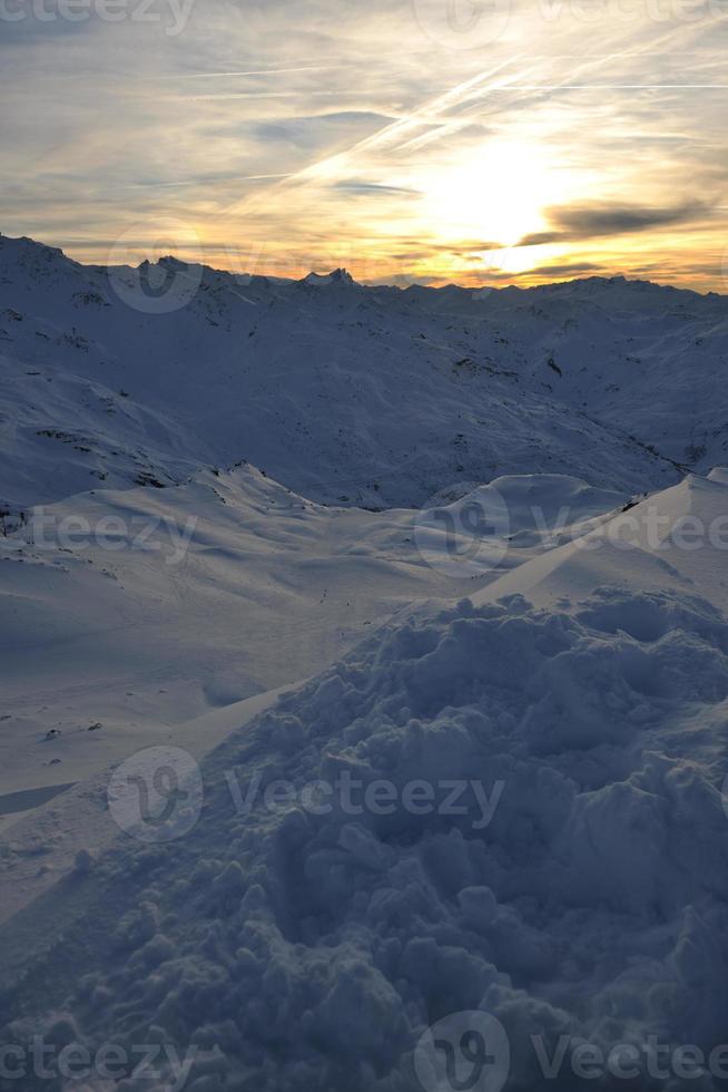 mountain snow sunset photo