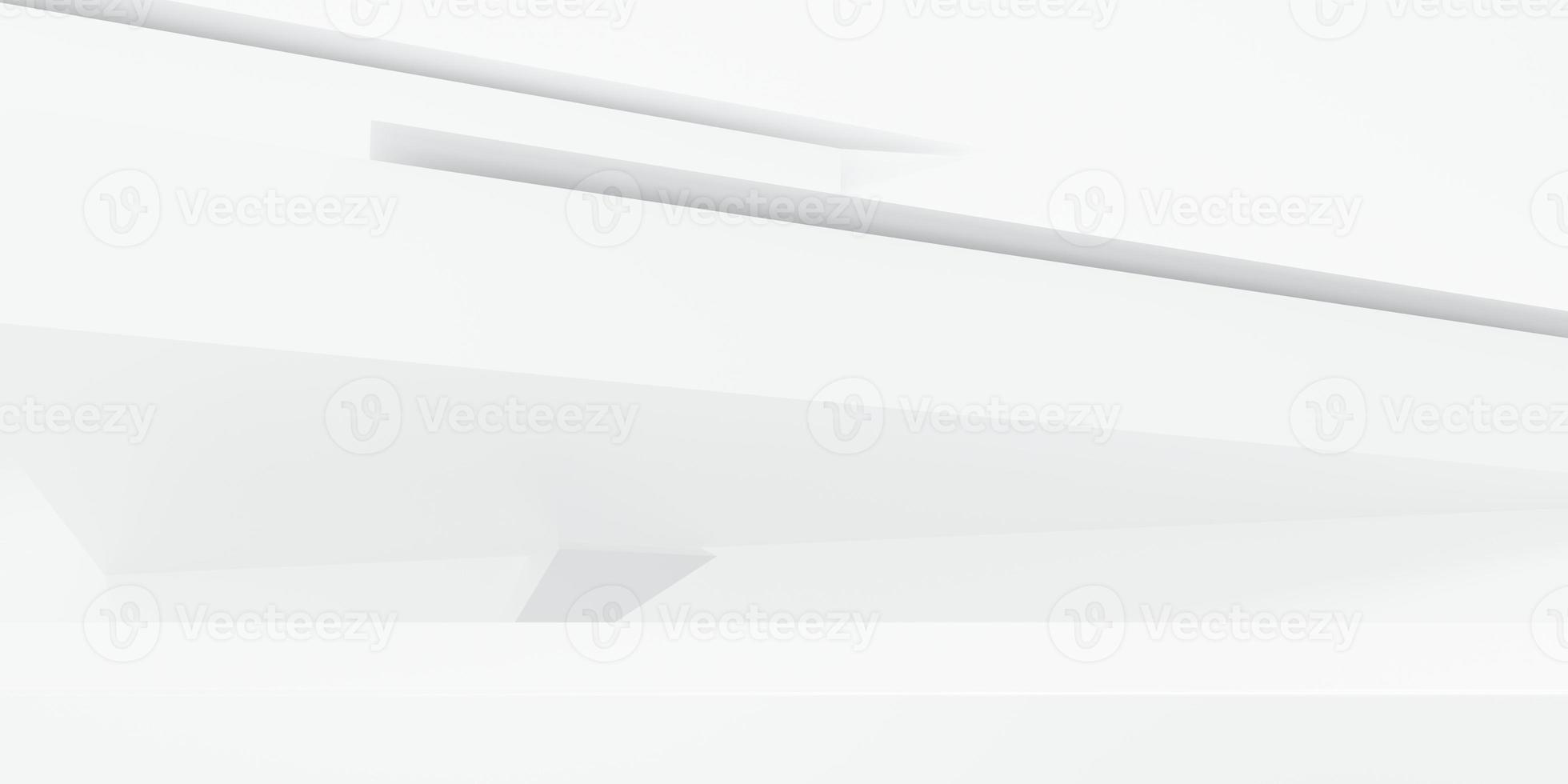 3d rendering of white abstract geometric background. Scene for advertising design, technology, showcase, showroom, metaverse, banner, cosmetic, sport, business. Sci-Fi Illustration. Product display photo