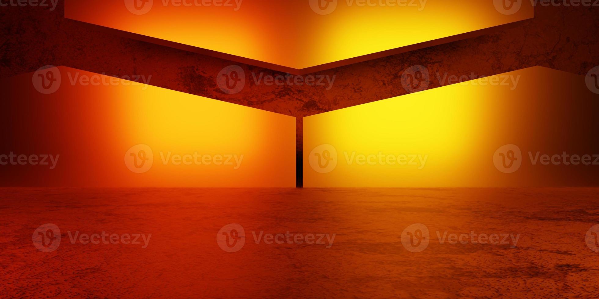 3d rendering of spaceship corridor orange background neon glowing. Cyberpunk concept. Scene for advertising, showroom, technology, future, modern, interior, tunnel. Sci-Fi futuristic Illustration photo