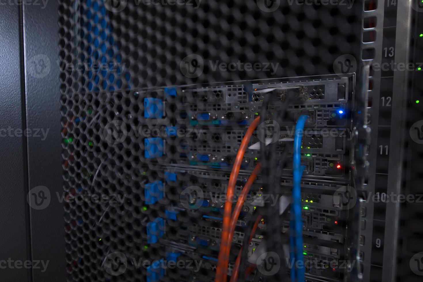 closeup of a modern data center hardware photo