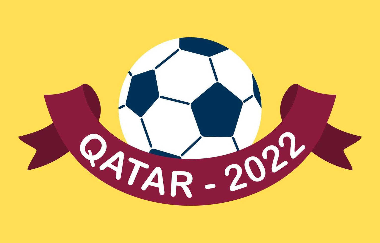 balón de fútbol con bufanda. campeonato de fútbol en qatar. afiche deportivo, diseño moderno de pancartas. ilustración vectorial en estilo plano vector