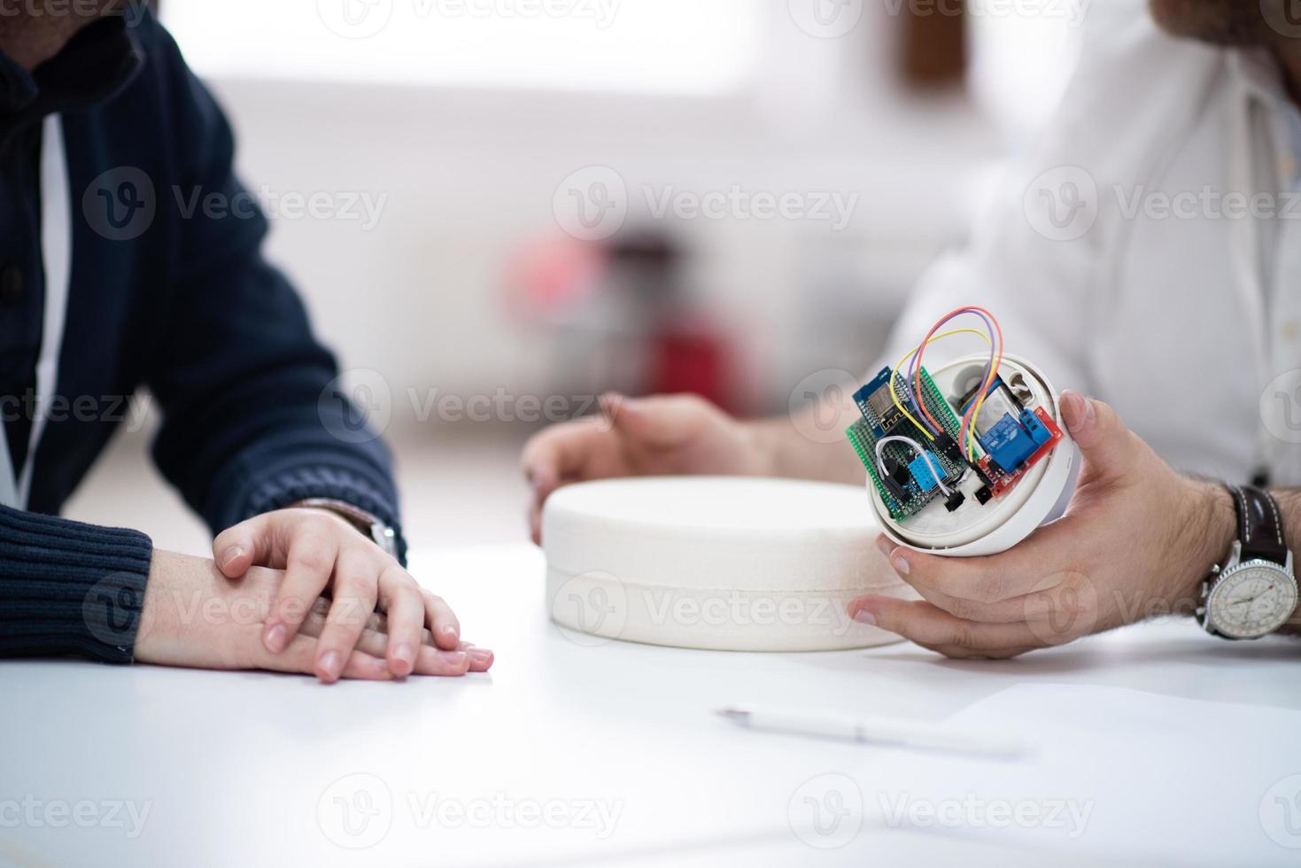 engineers working and discussing about project photo