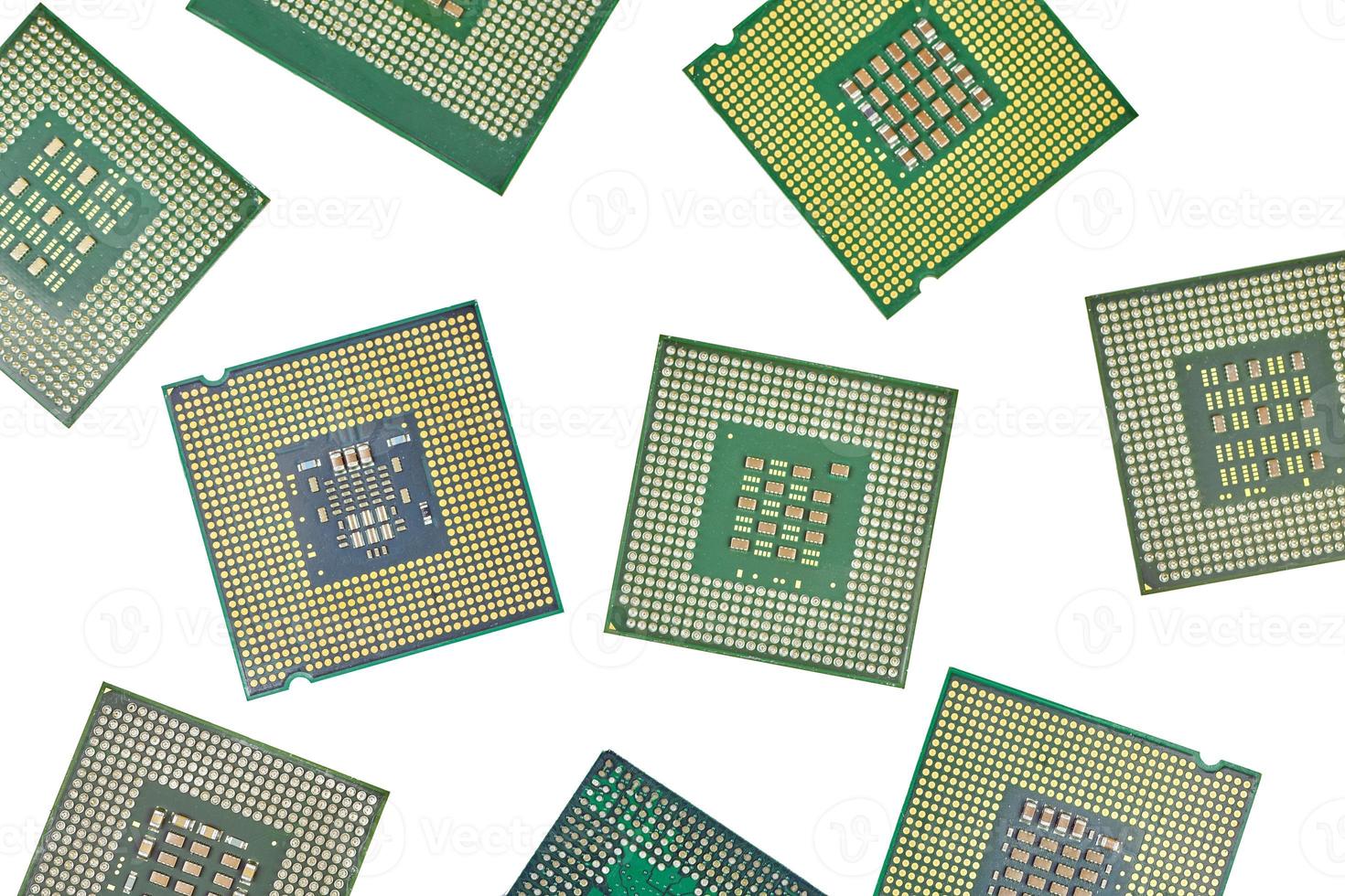 Bunch of CPU, central processor units, isolated background photo