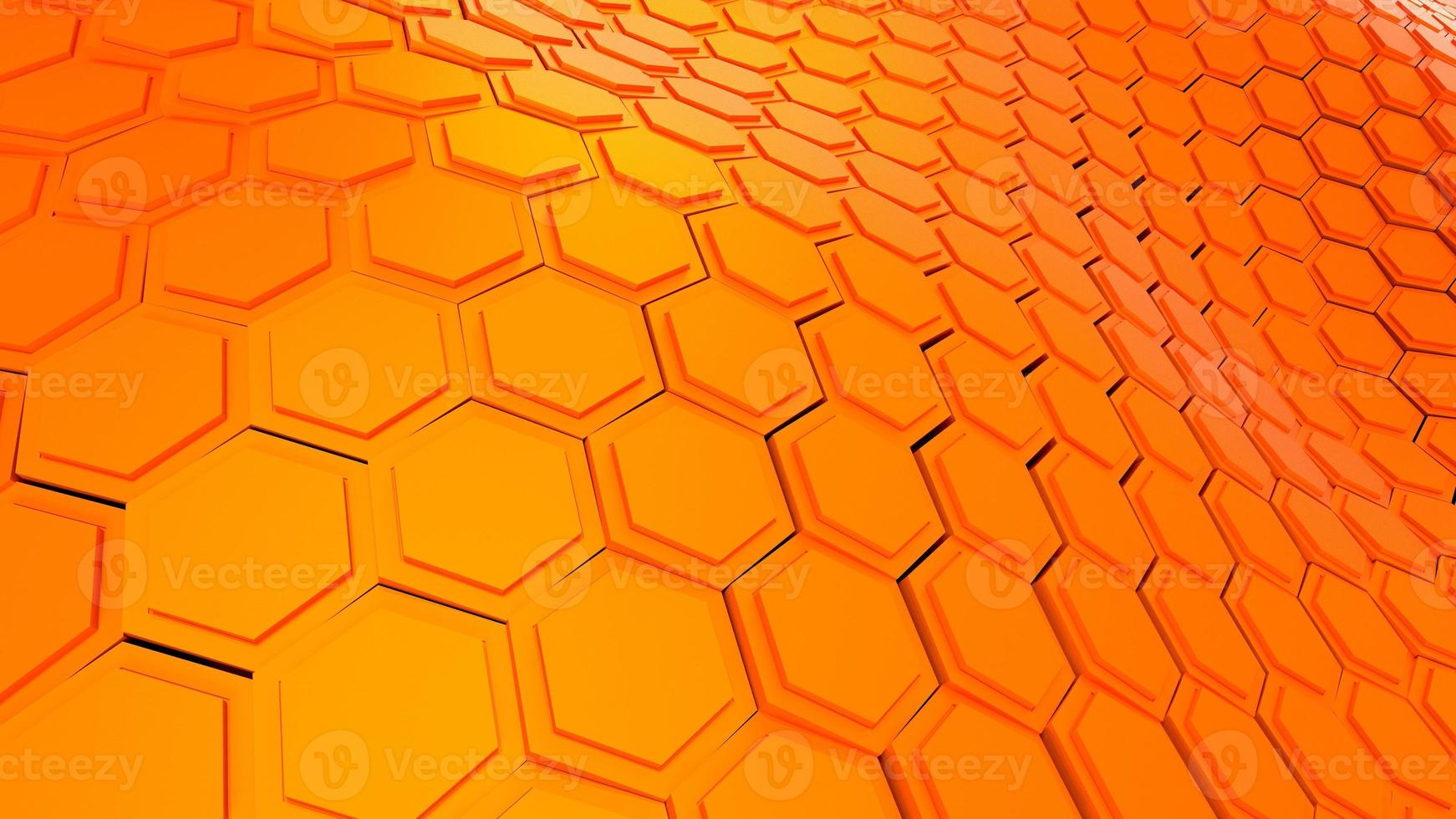 orange hexagon 3d rendering background photo