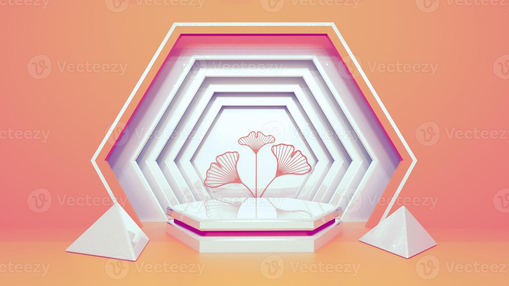 3D podium display, pastel pink presentation product mockup photo