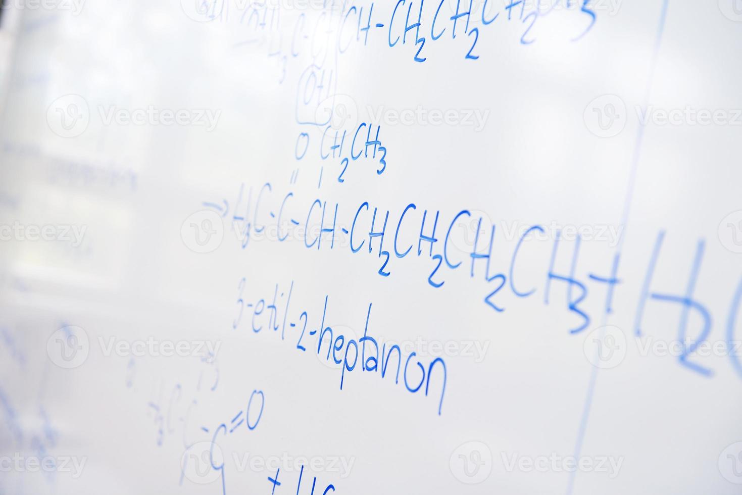 chemical molecule structure on white boar photo