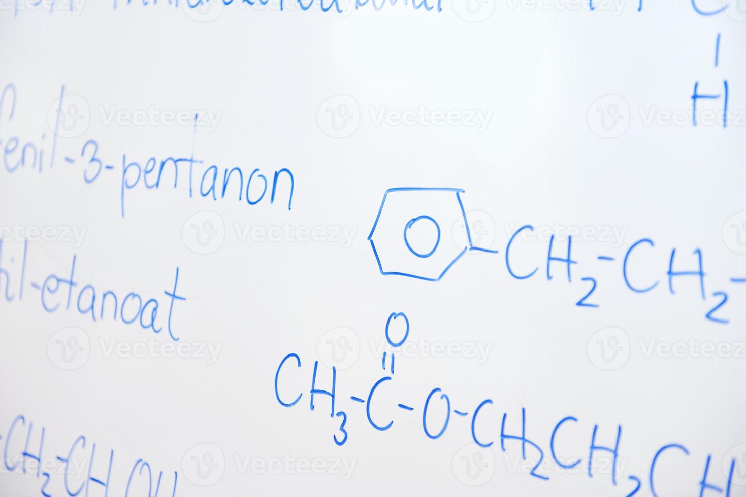 chemical molecule structure on white boar photo