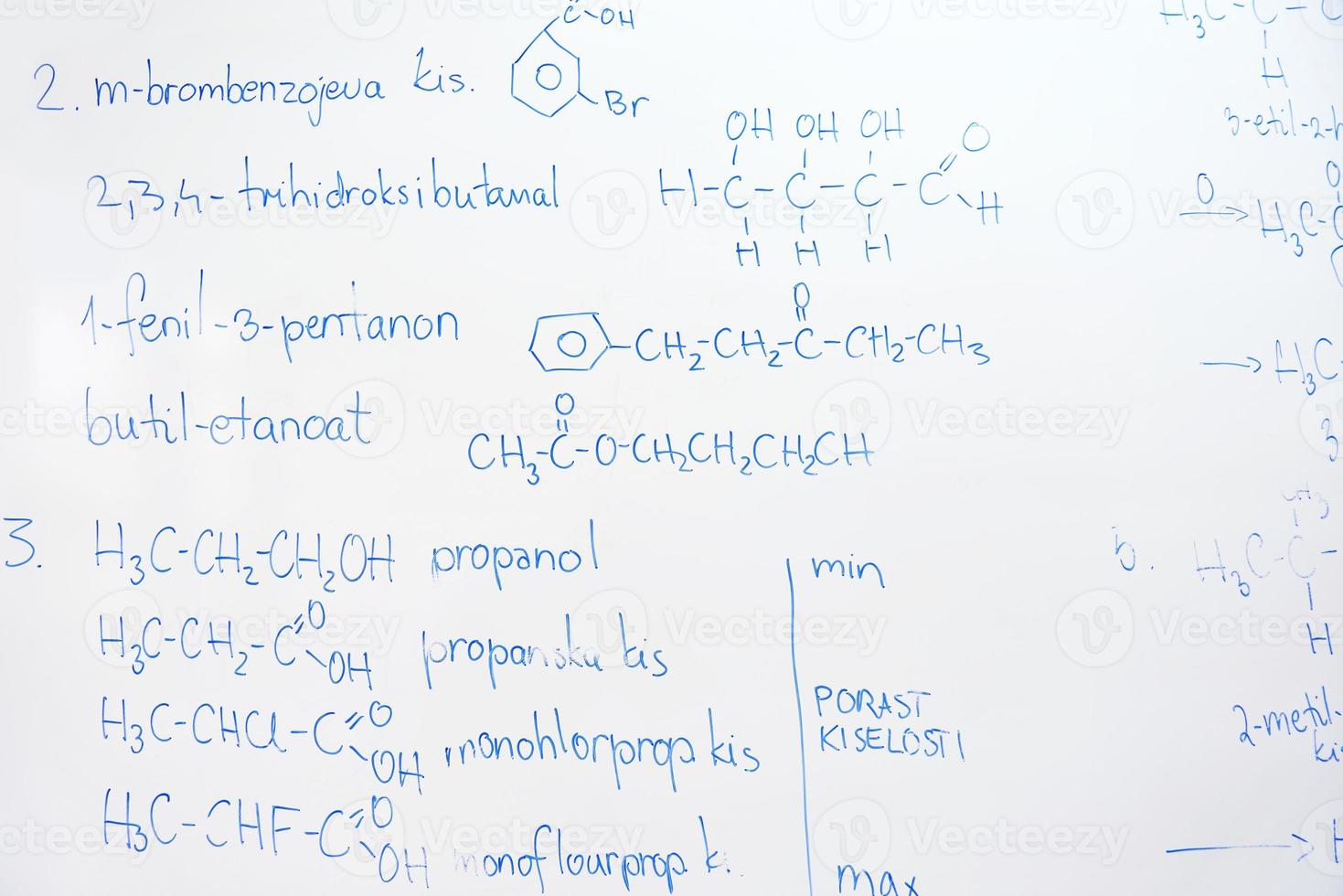 chemical molecule structure on white boar photo