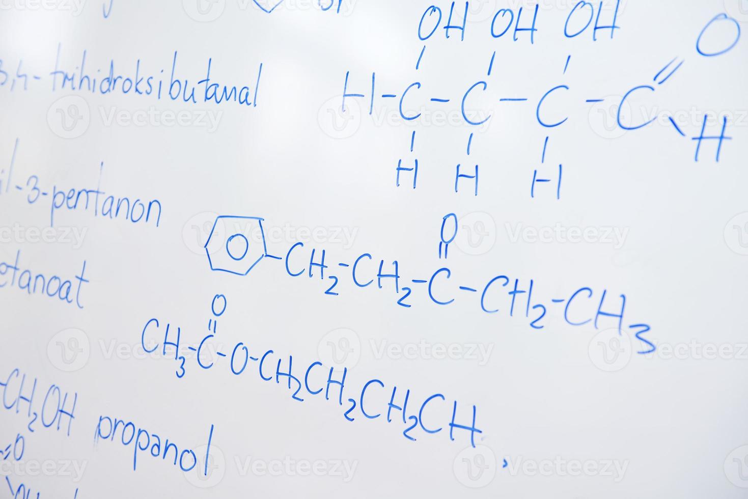 chemical molecule structure on white boar photo