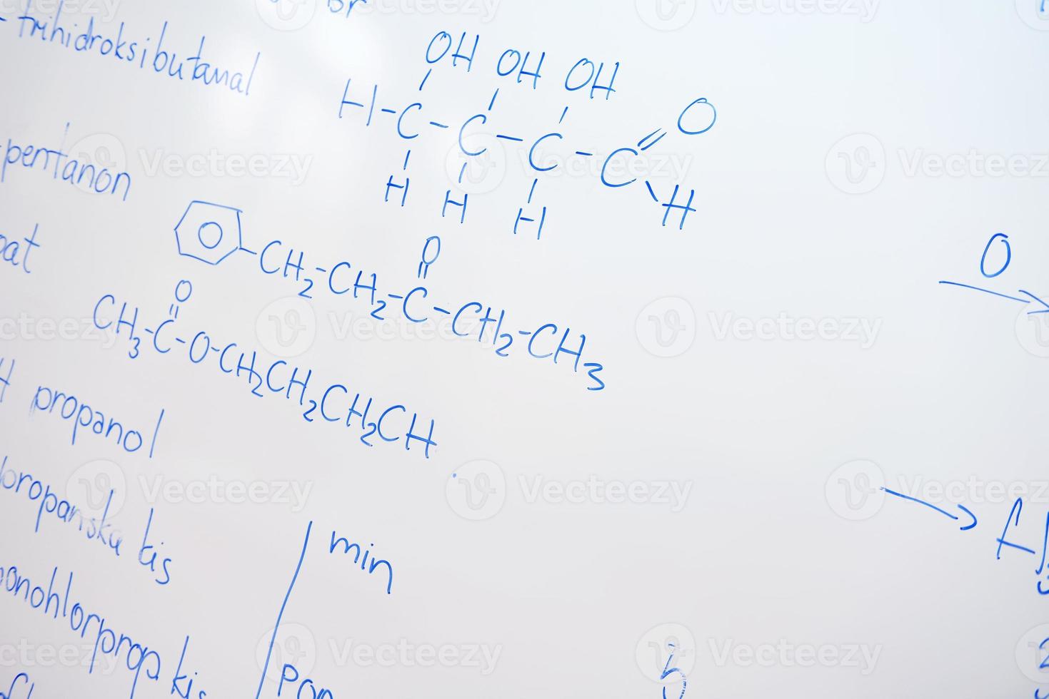 chemical molecule structure on white boar photo