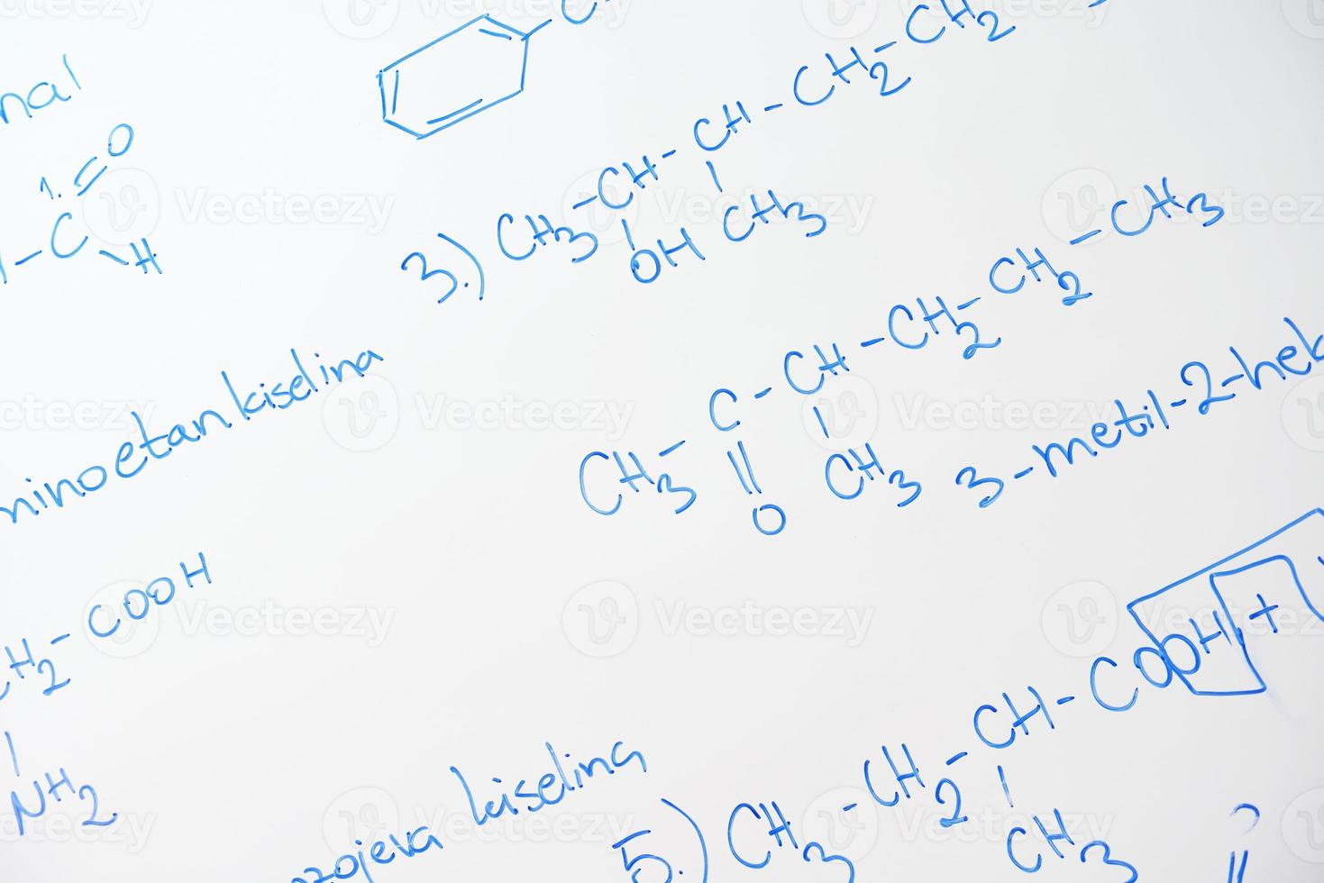 chemical molecule structure on white boar photo