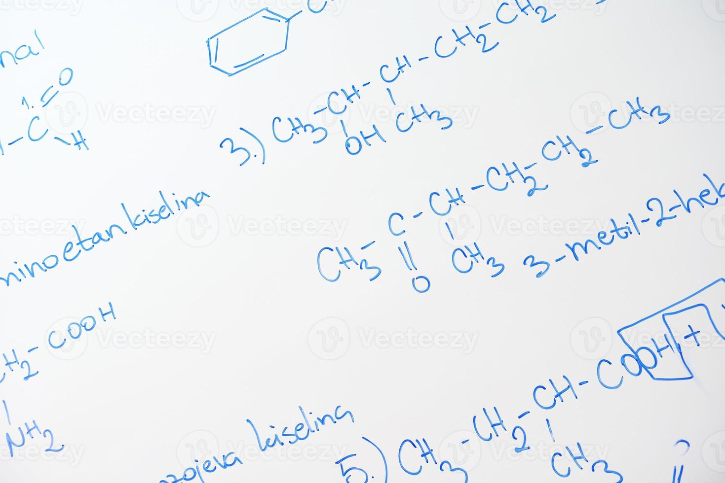 chemical molecule structure on white boar photo