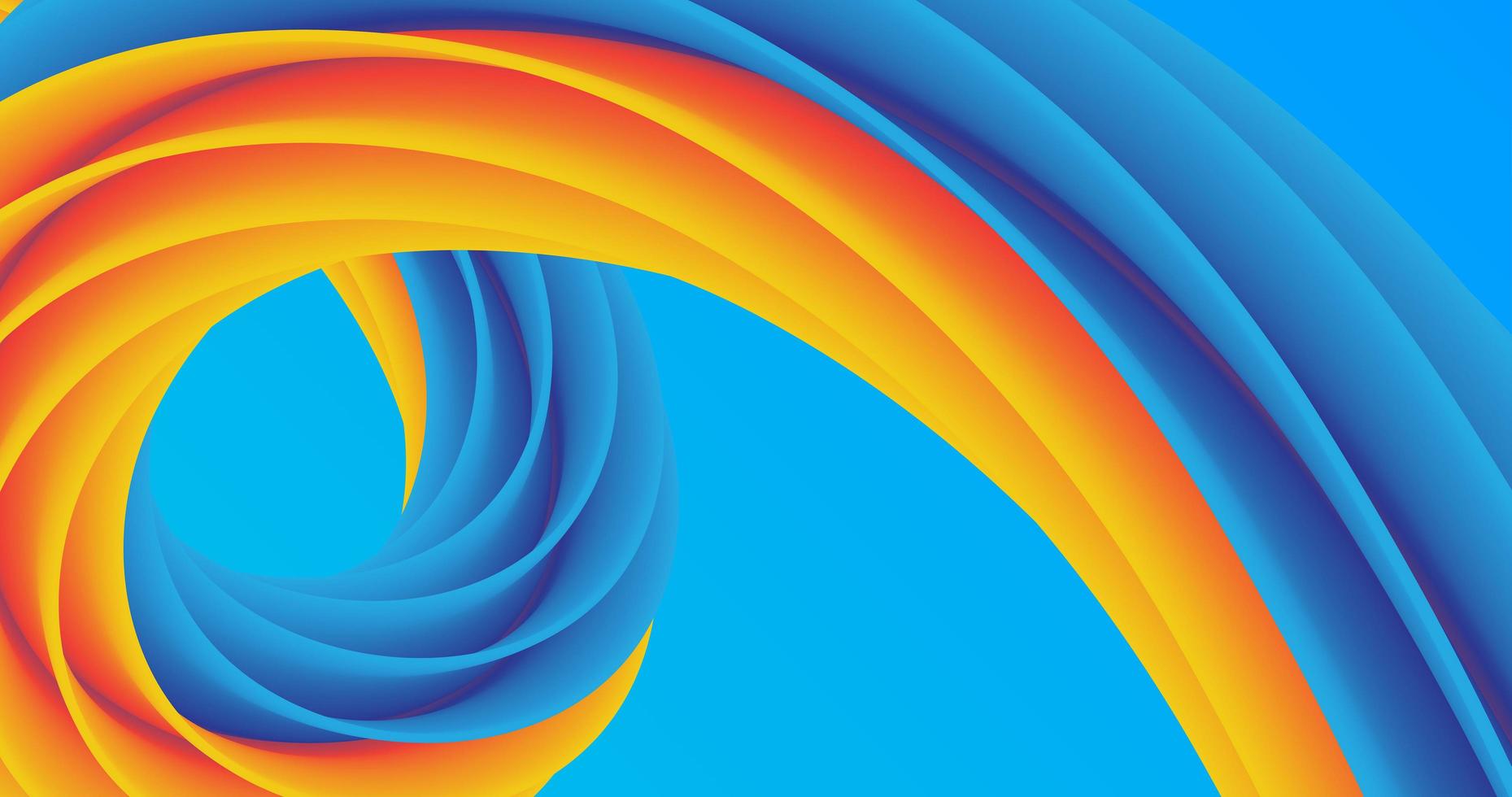 abstract wallpaper using 3d wave pattern forming a circle pattern, in blue and yellow photo