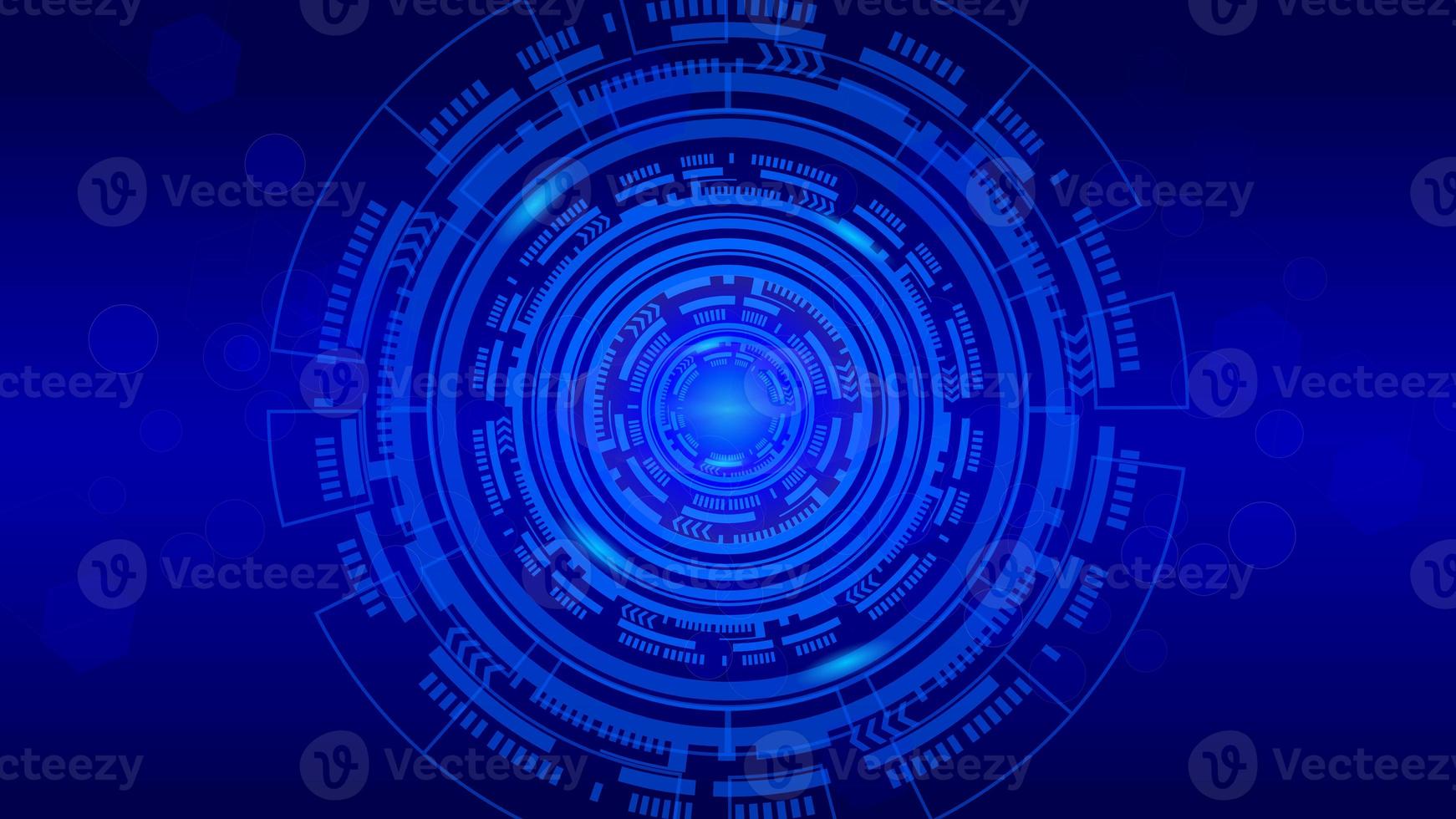 artificial intelligence background design that has a circle pattern with bright blue color and a dark blue background photo