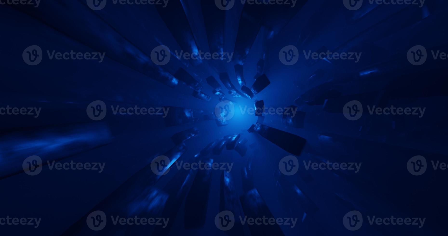 abstract design using cube shape elements with glowing blue light which has a cinematic and sci-fi effect, 3D rendering, and 4K size photo