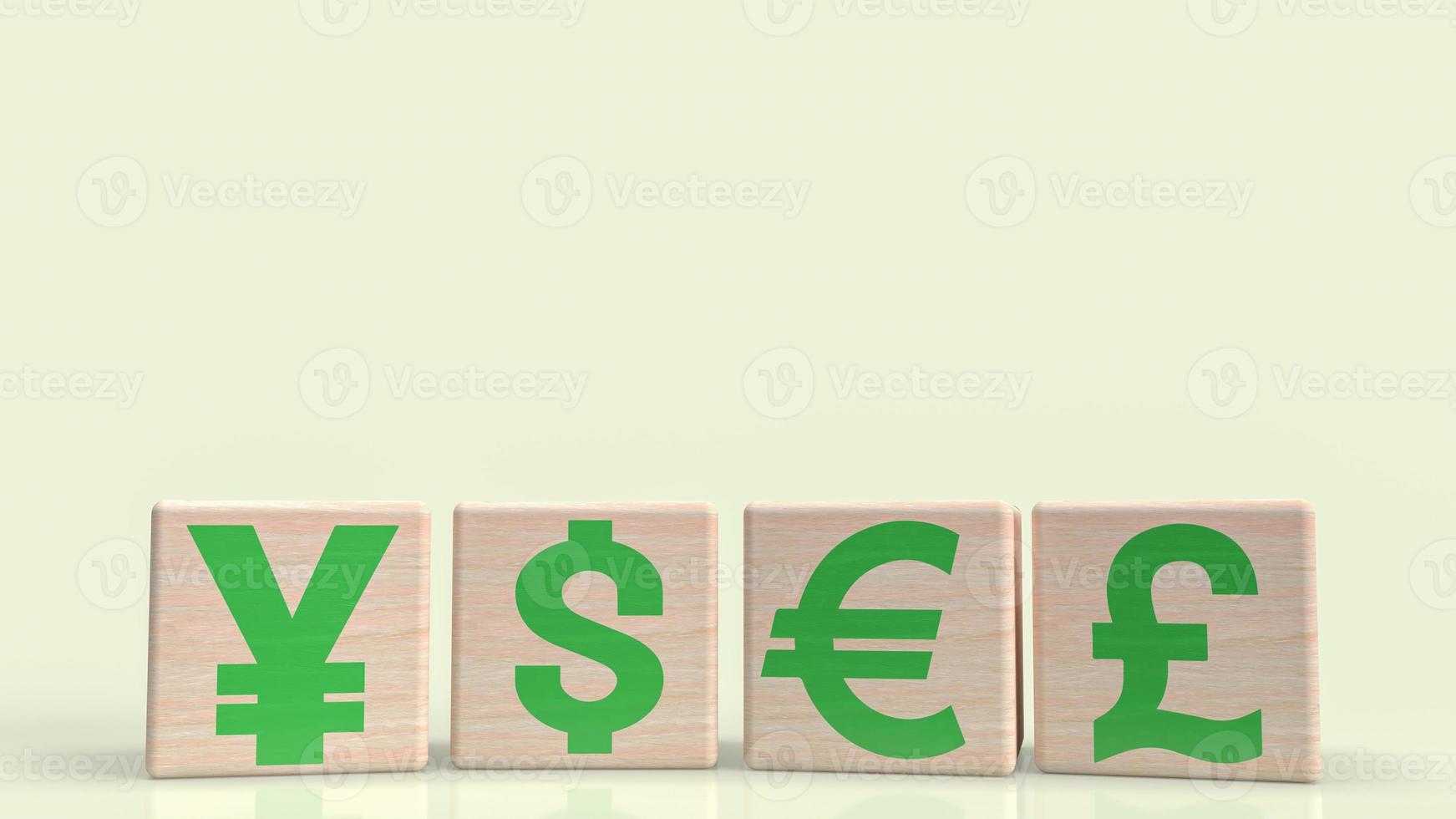 The money symbol on wood cube for business concept 3d rendering photo