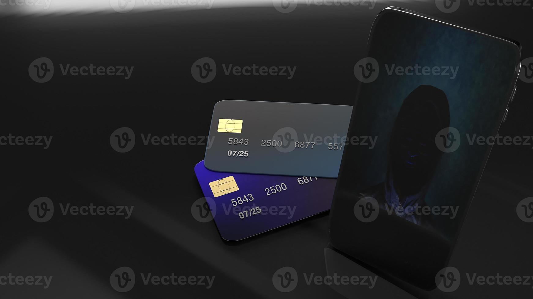 mobile and credit card for cybersecurity concept 3d rendering. photo