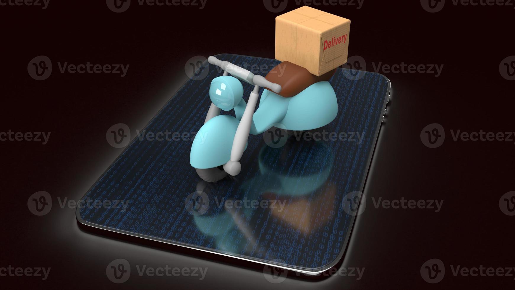 delivery send order with motors bike 3d rendering for delivery applications. photo
