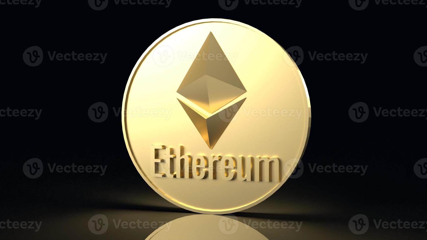 ethereum moneda símbolo cryptocurrency 3d renderizado foto