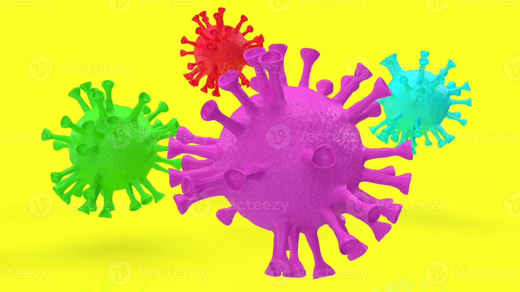 The virus multi color on yellow background for medical content 3d rendering photo