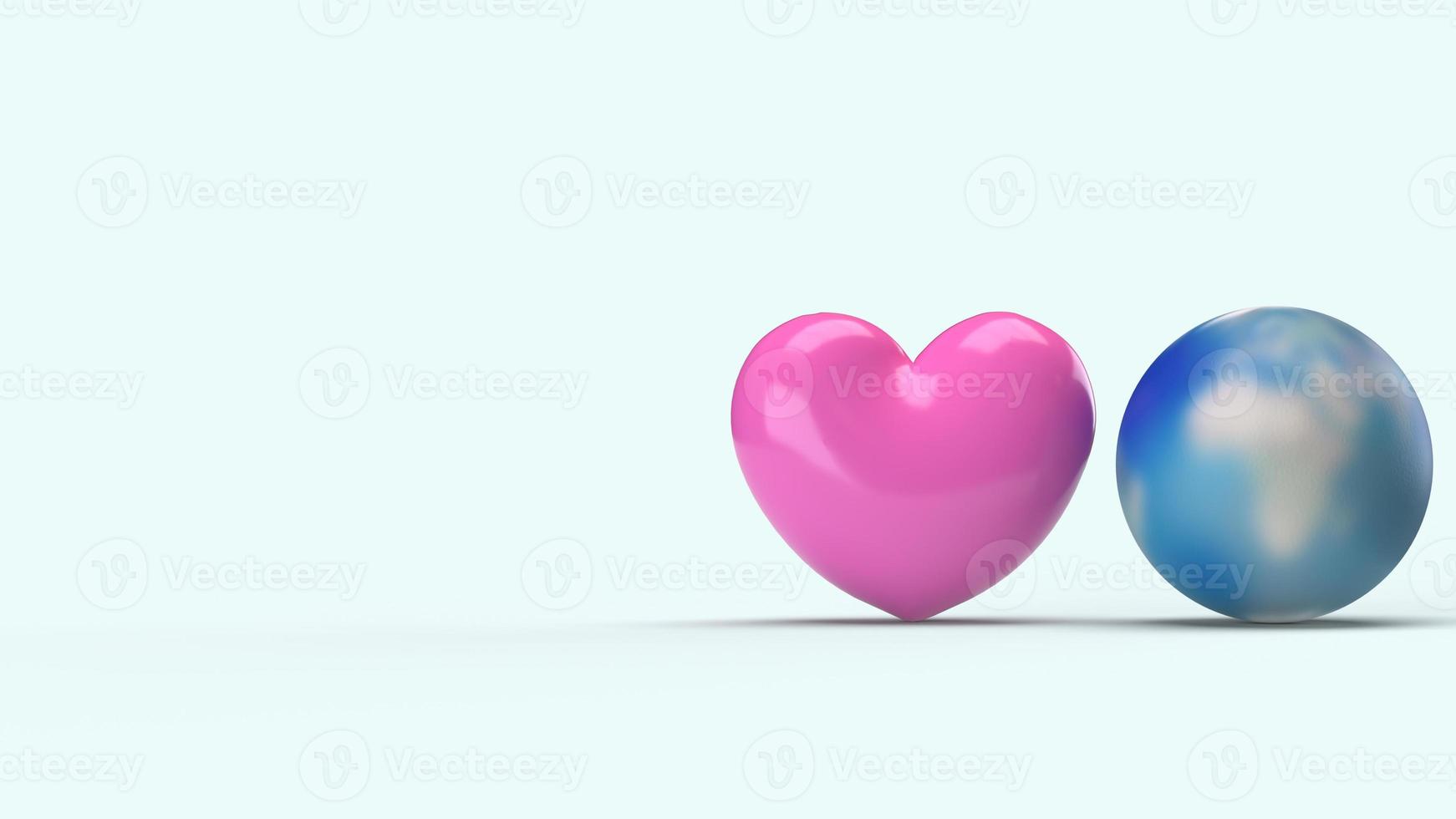 world and pink heart 3d rendering  for  holiday content. photo