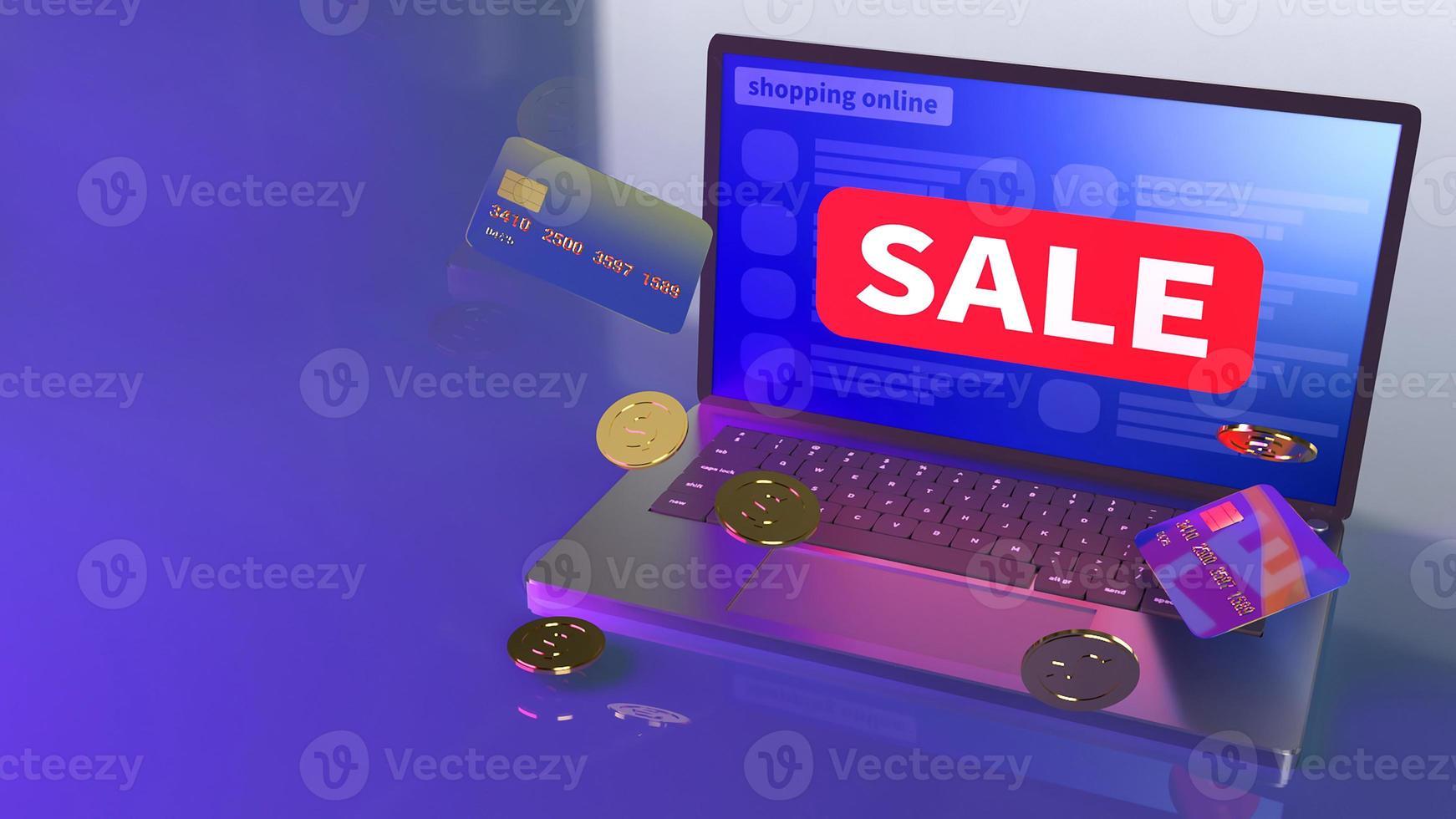 notebook and credit card for shopping online concept 3d rendering photo