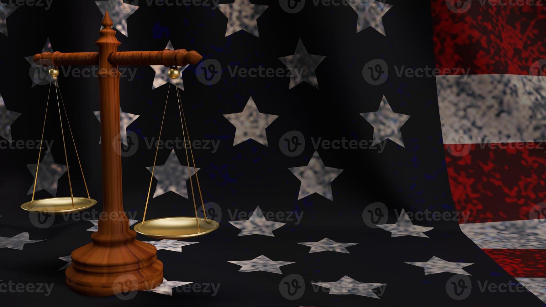 libra on front American flag 3d rendering for law content. photo