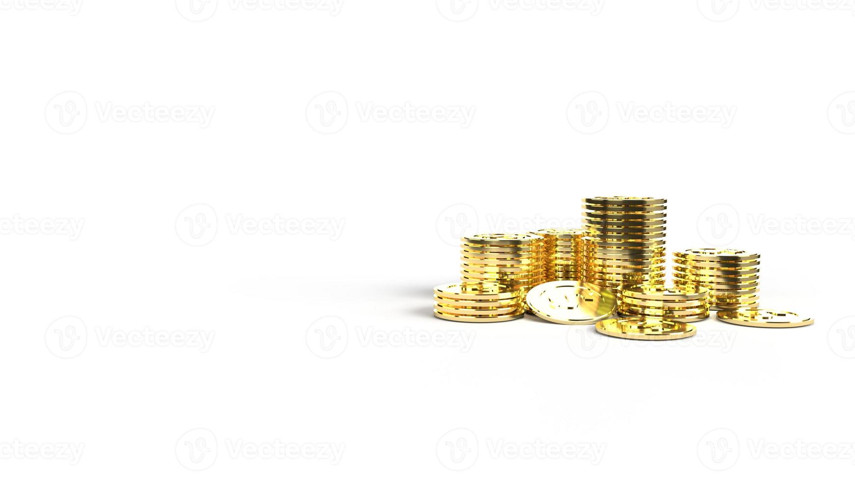 The  gold coins group 3d rendering on white background  for business content. photo