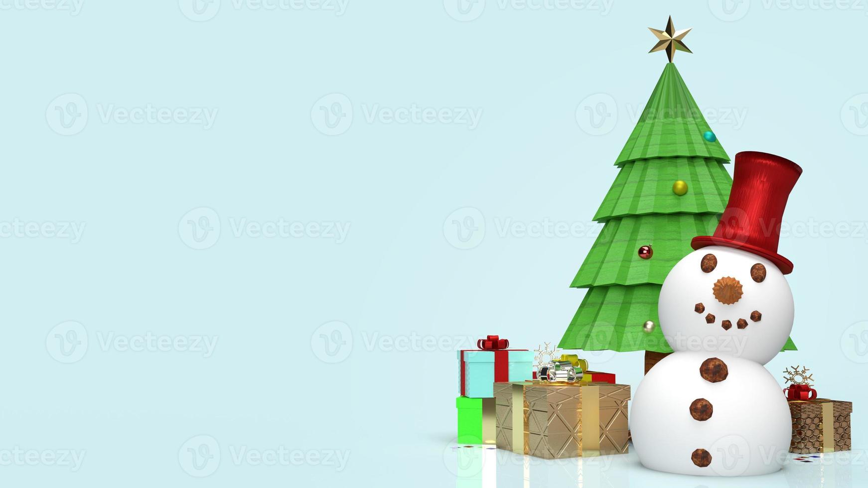 snowman and Christmas tree for  holiday content  3d rendering. photo