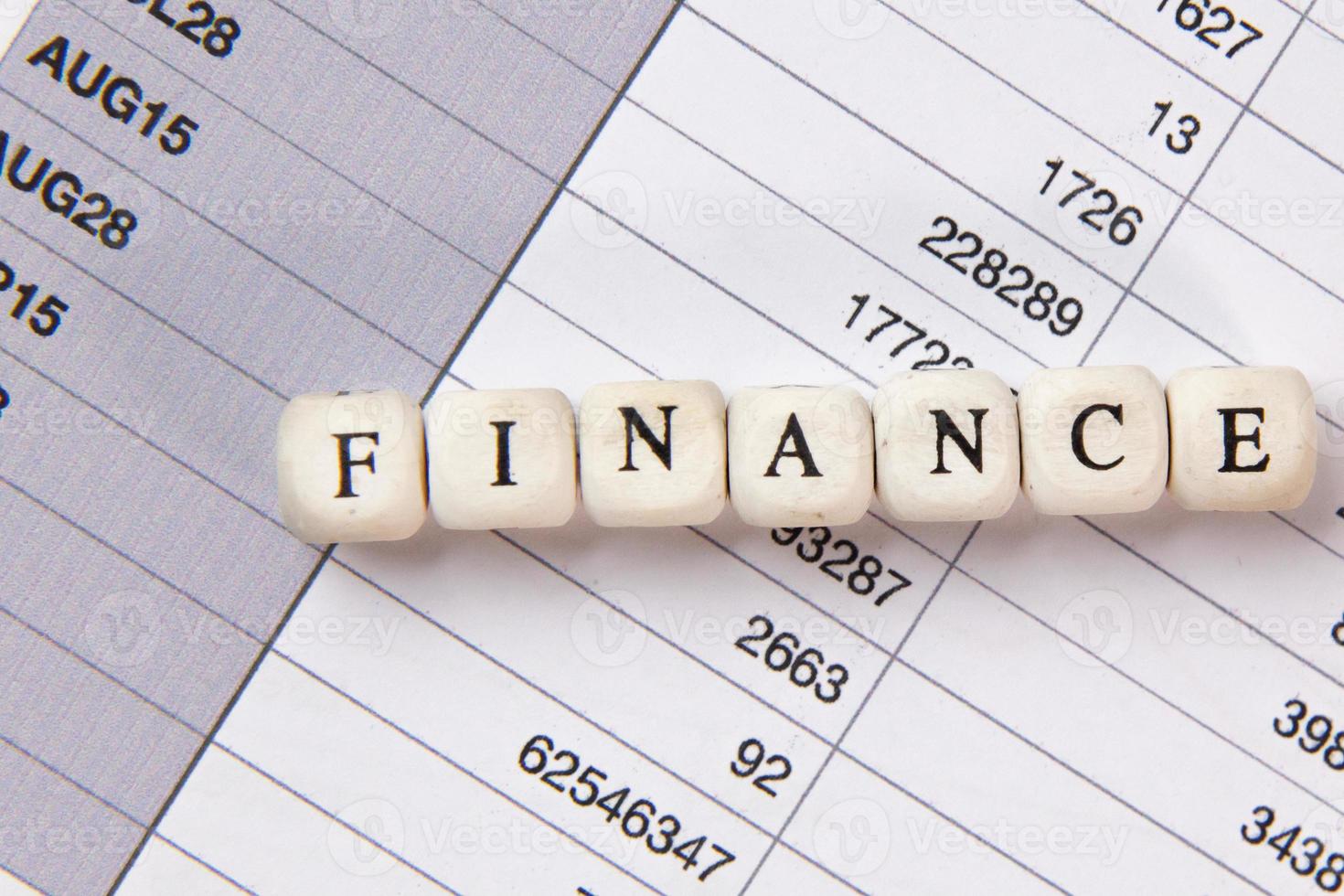 The finance word on wood cube business content image. photo