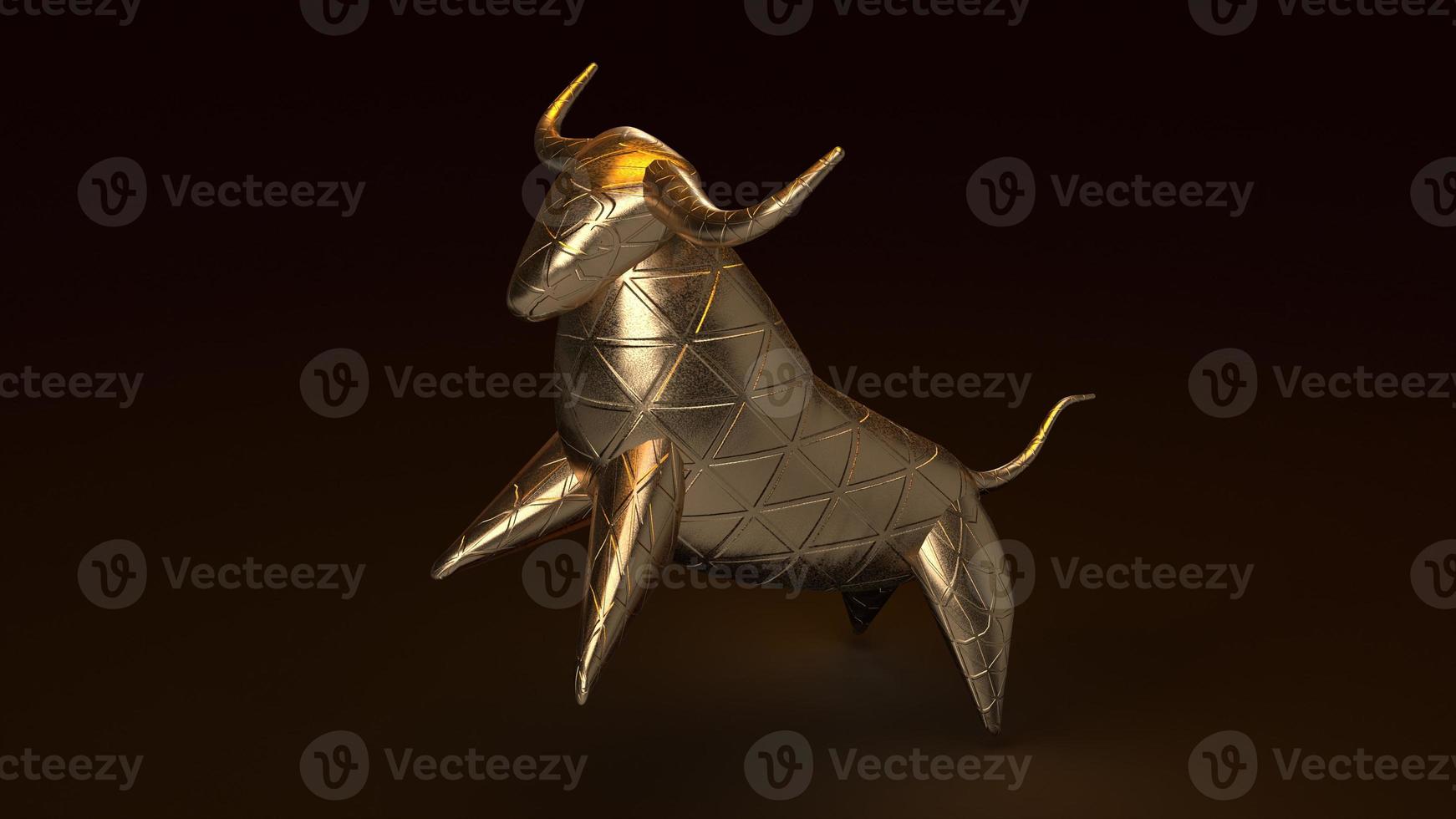 bull gold  3d rendering in dark tone for business content. photo