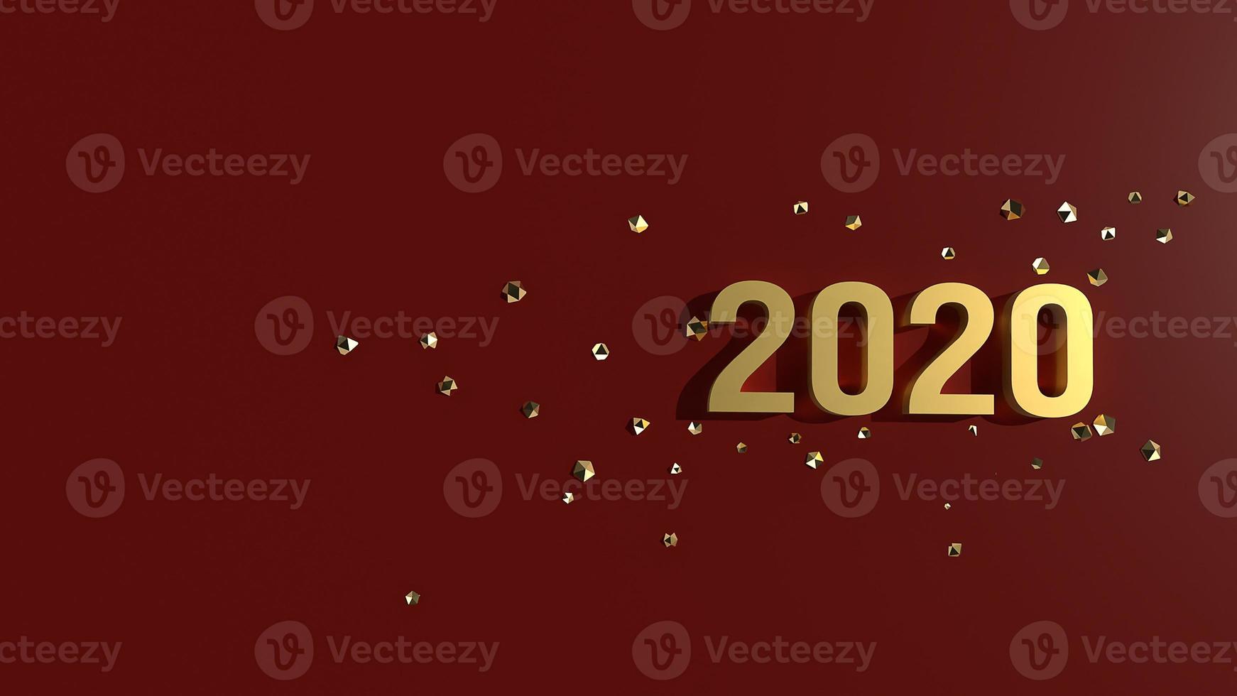 3d rendering 2020 gold number for new year  concept. photo