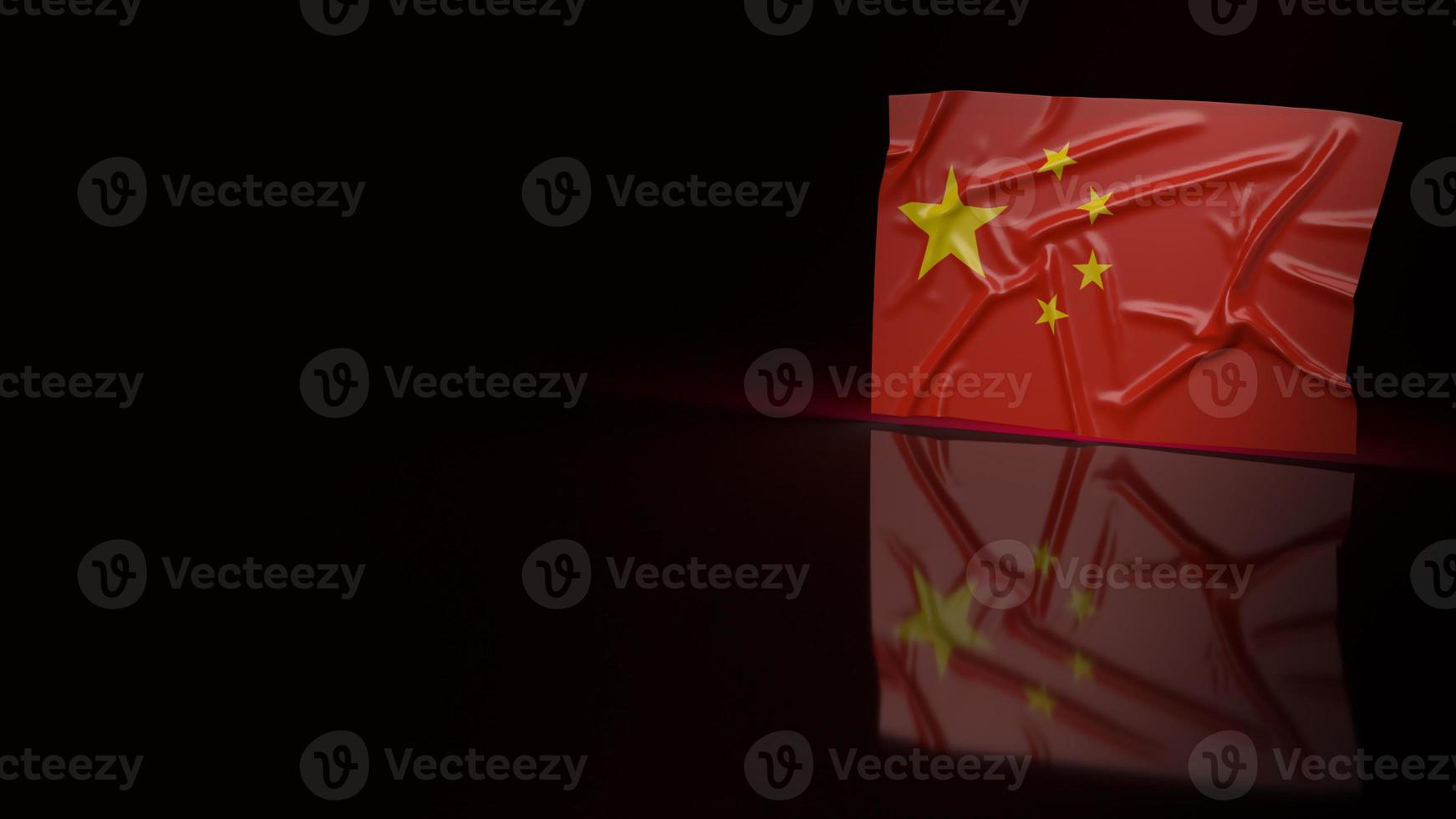 The Chinese flag on black background for business content 3d rendering. photo